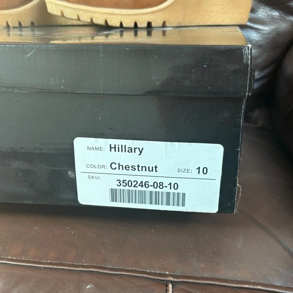 JustFab Chestnut Suede Knee-High Wedge Boots - Picture 2 of 8